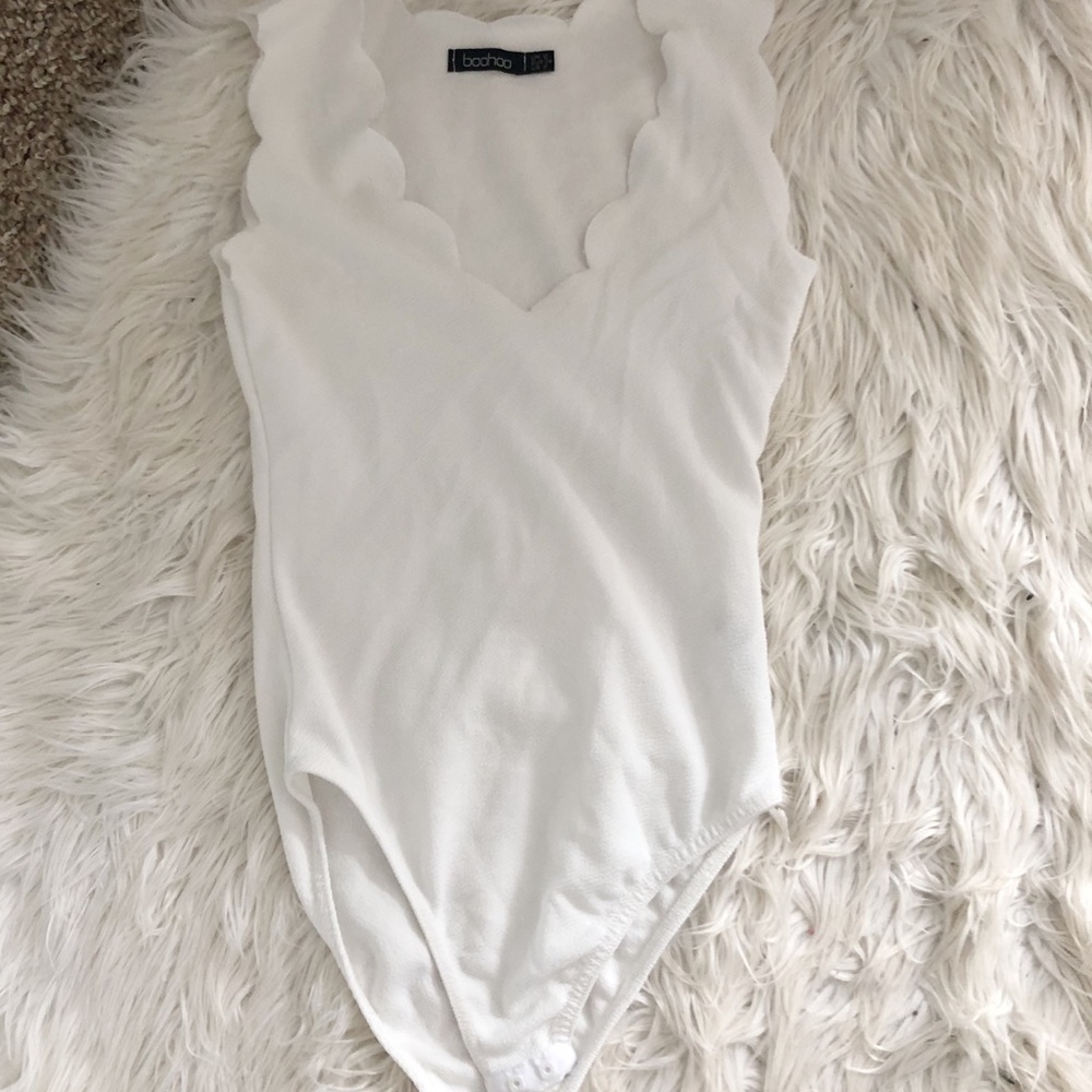 White Scalloped Bodysuit